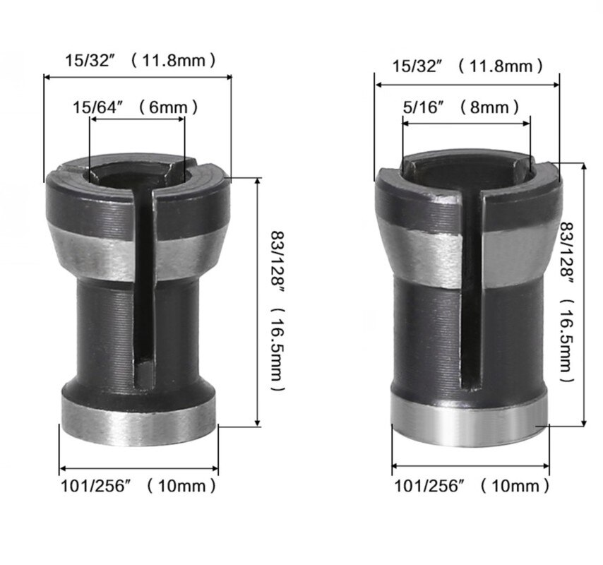 1Pc Collet Chuck Adapter Engraving Trimming Machine Electric Router 6.35mm/8mm/6mm