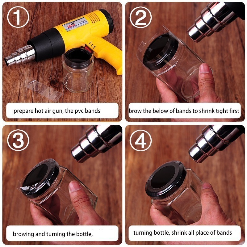 400 pièces/taille thermorétractable PVC bandes pour bouteille en verre bouche joint capuchon rétractable en plastique haut joint bandes posé à plat largeur X bande haute