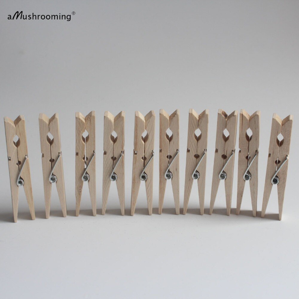 10 Large Natural Wooden Spring Clothespins Handmade 2.75 Inch Laundry Display Clips Craft Wrap Packaging Party Supplies
