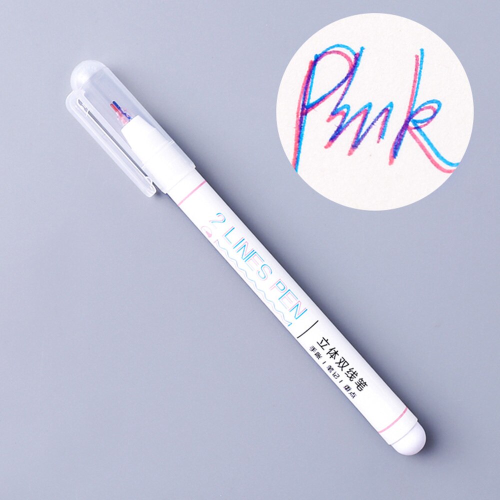 Bolígrafo Kawaii de doble línea, marcador de dibujo, caligrafía, letras, resaltador fluorescente de Color, bolígrafo para álbum de recortes, papelería escolar, 1 Uds.