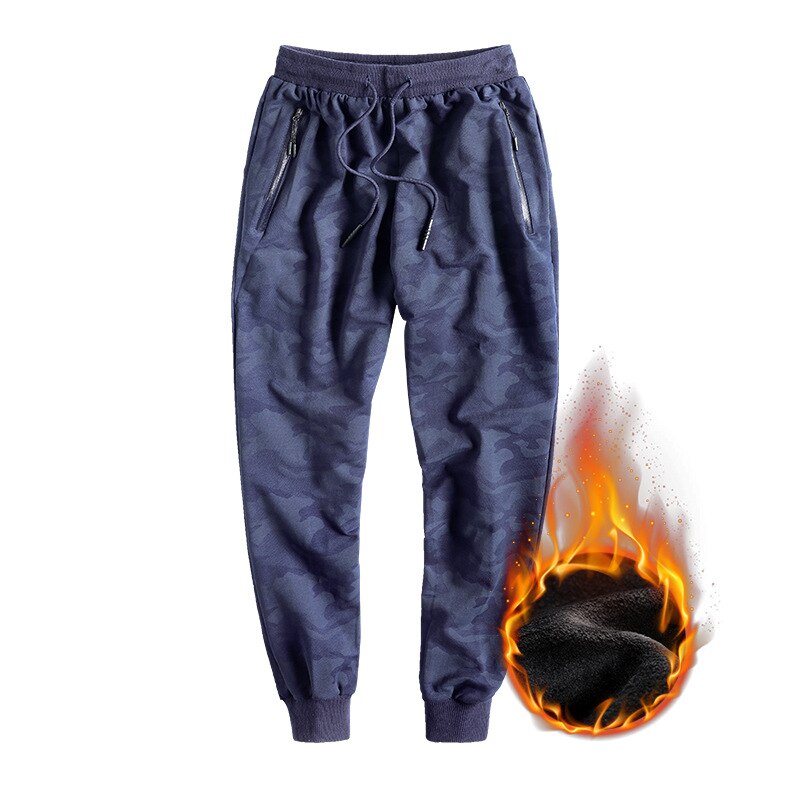 Camouflage Casual Plus Size 8XL 9XL Trousers Mens Winter Warm Drawstring Harem Pants Camo Jogger Pants Fleece Sweatpants