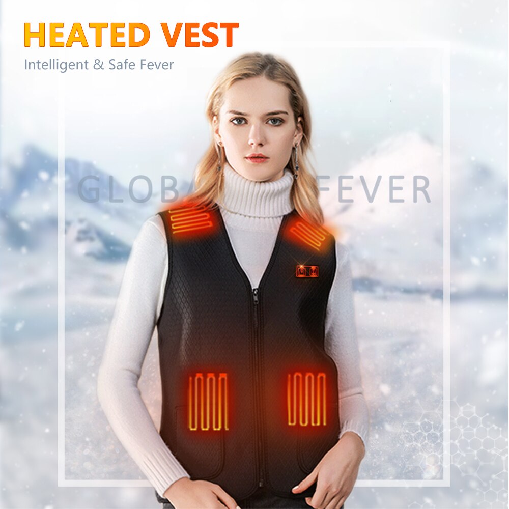 Heating Vest Warmer 3 Speeds Adjustable Temperature 7 Heating Zones USB Powered Rechargeable Thermal Waistcoat Winter Warm Fever