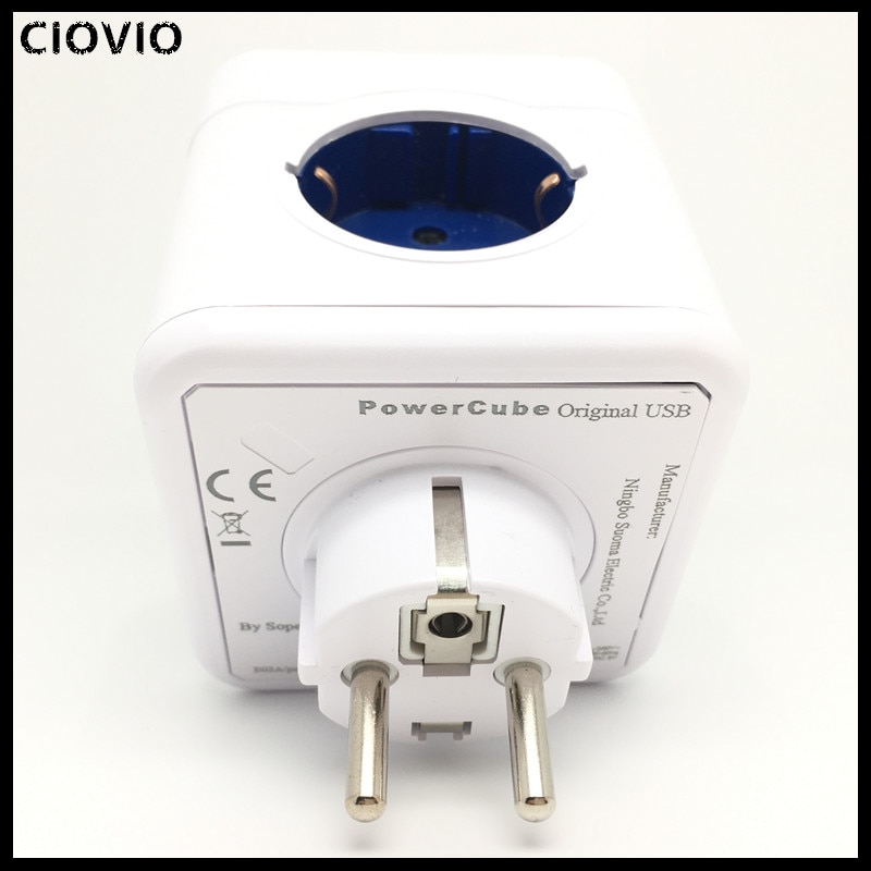 Smart hem strömkubuttag eu stickkontakt 4 uttag 2 usb-portar adapter grenuttag förlängningsadapter multi switchade uttag