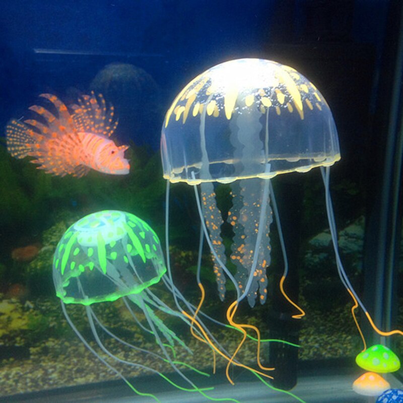 Aquarium lumineux artificiel en Silicone, paysage aquatique, poisson méduse, brille dans la nuit, ornement sous-marin