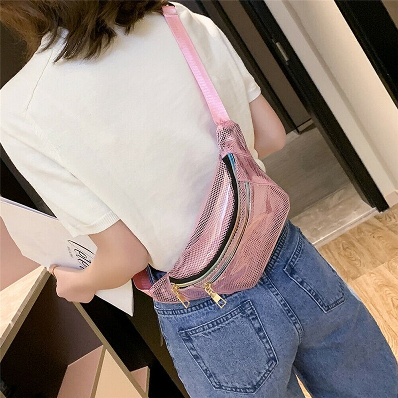 Frauen Transparente Gittergewebe Brust Taille Tasche Dame Vielseitig Einfache Stil schick Reißverschluss Damen Crossbody Telefon Tasche fanny Packungen