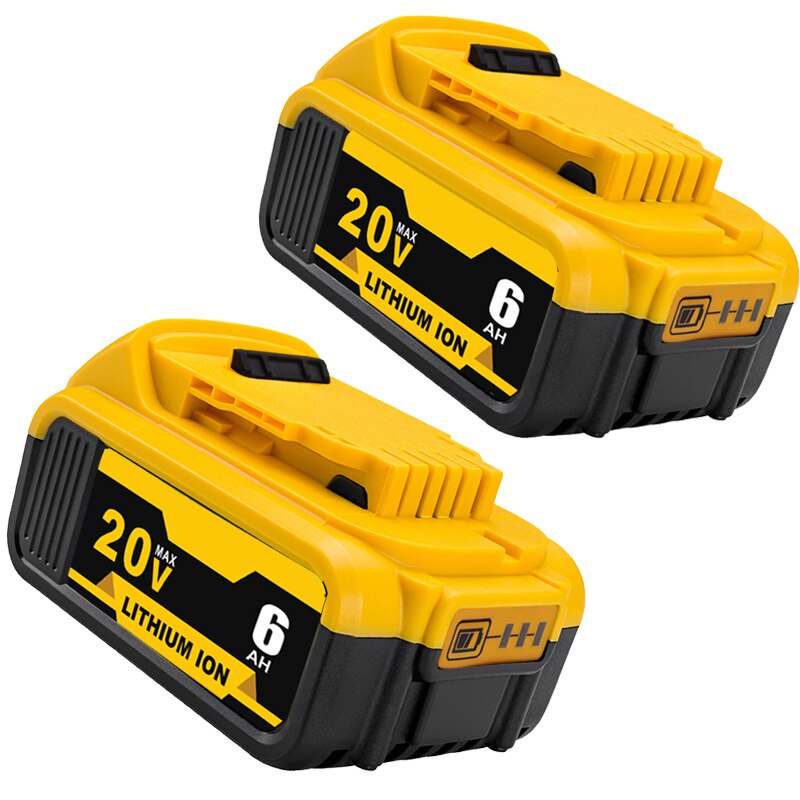 20v 6.0Ah Max XR Replacement DCB200 for DeWalt DCB185 DCB203 DCB206 DCB181 DCB184 Rechargeable Lithium Battery 18V Power Tools: 2PCS 6000mAh