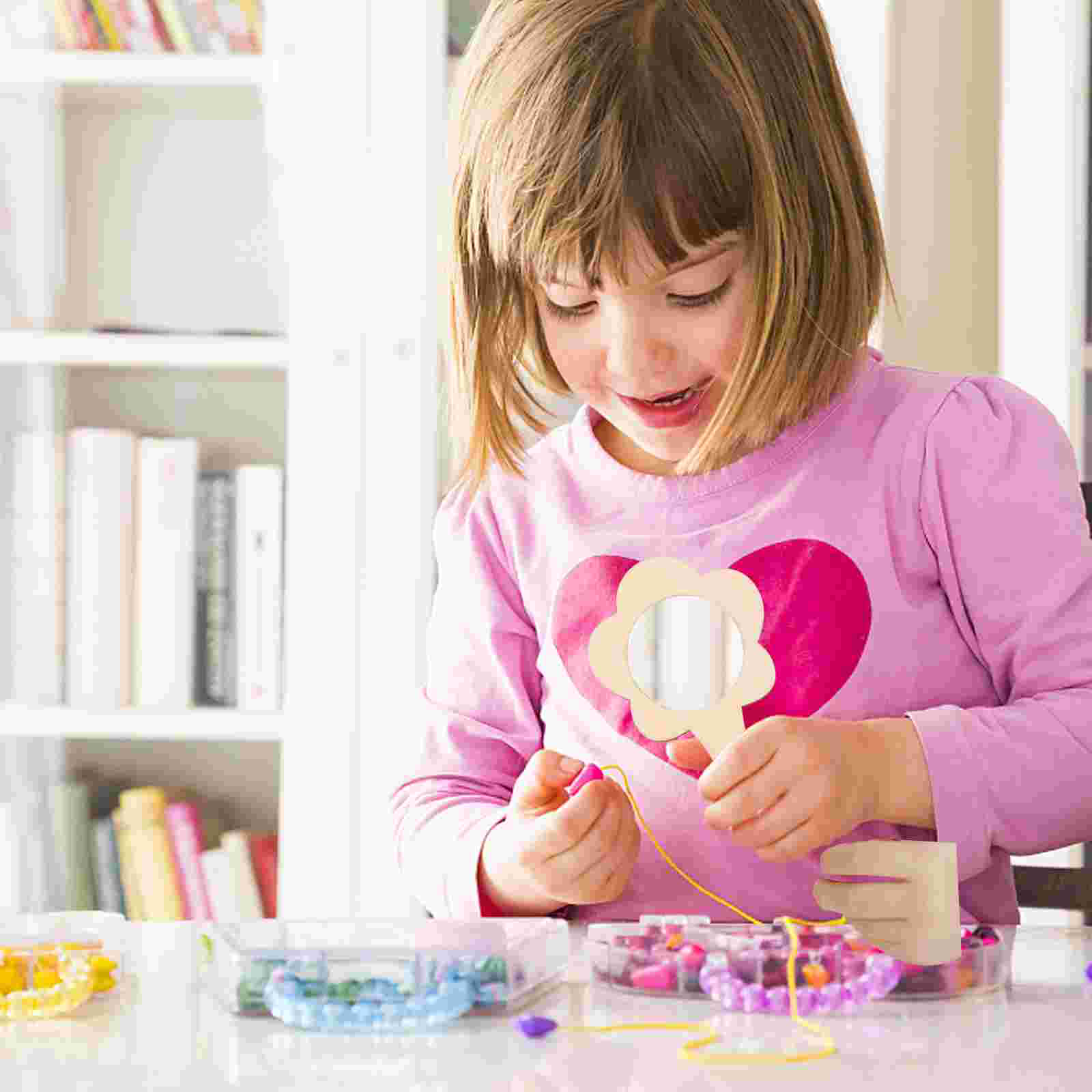 10pcs DIY Mirror Blank Unfinished Handheld Mirror DIY Wooden Mirror Kids DIY Painting