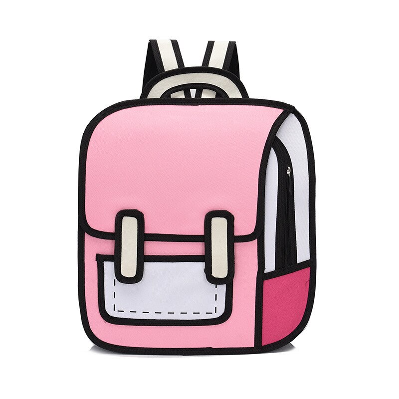 2020 nova moda unissex mochila 2d desenho de volta packs mulheres dos desenhos animados saco de quadrinhos 3d mochila faculdade sacos de viagem para meninas: pink1