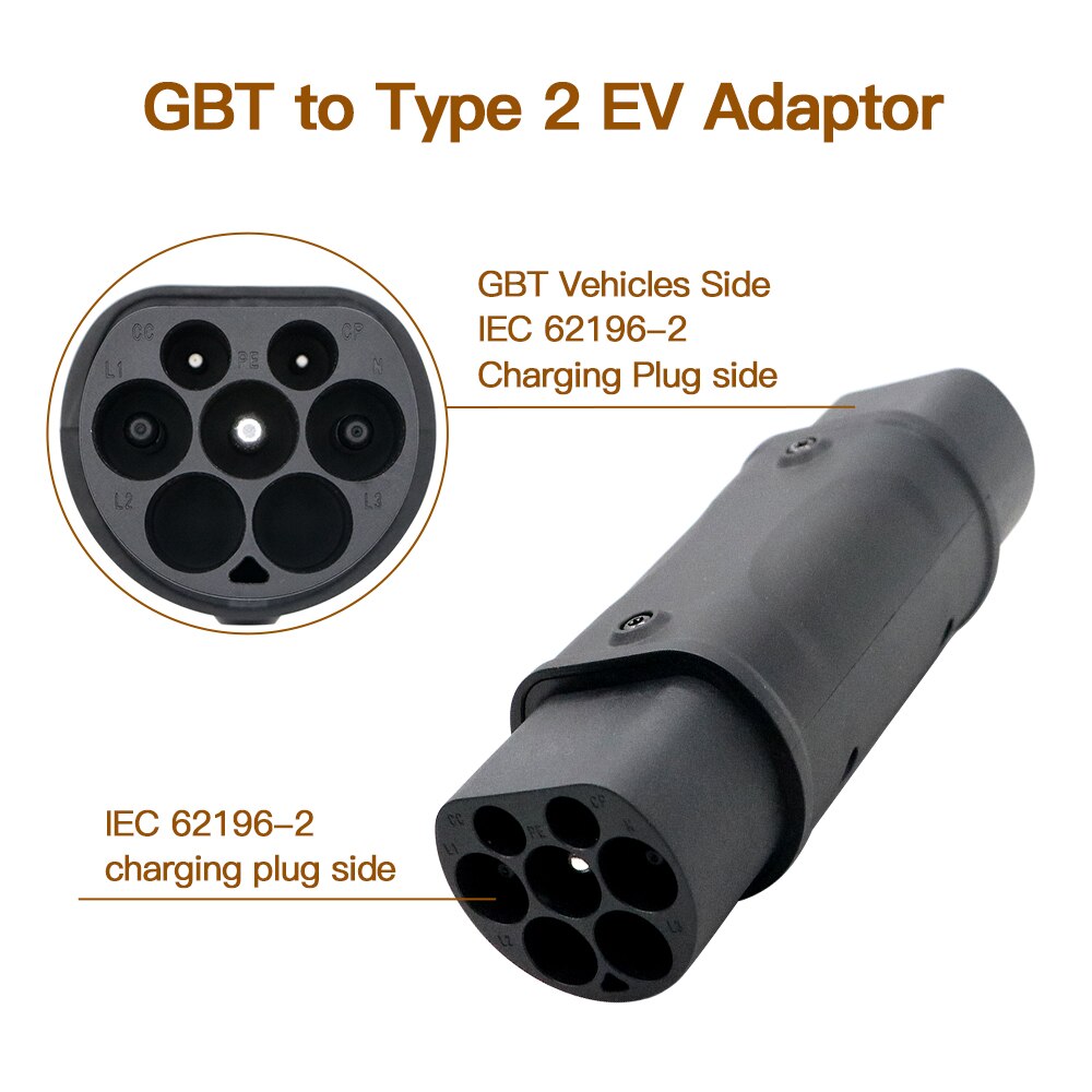 ERDAN EV-Ladegerät-Adapter Typ 2, IEC 62196-2 auf GB/T-Konverter zum Aufladen von Elektrofahrzeugen nach China, Standard-Elektrofahrzeugen, 16 A, 32 A