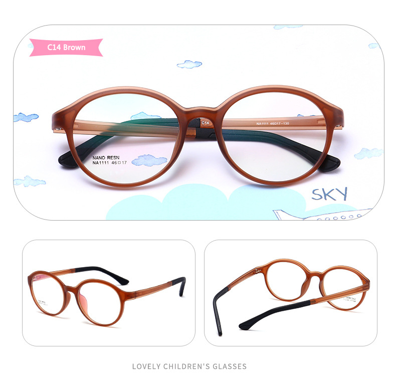 TR90 Silicone Flexible Kids Eyeglasses Frames Boy Girl Cute Optical Myopia Clear Brand Children Glasses Frame Matte Spectacle: Brown