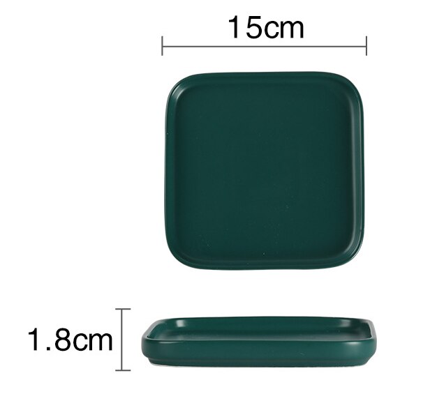 Nordic light luxe keramische westerse steakbord groen phnom penh vierkant bord dessert dessert taartschaal huishoudelijk servies: A