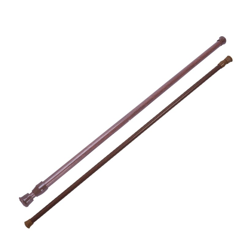 2x Extendable Telescopic Spring Loaded Net Voile Tension Curtain Rail Pole Rods,55-90cm/70-120cm,Wood Color