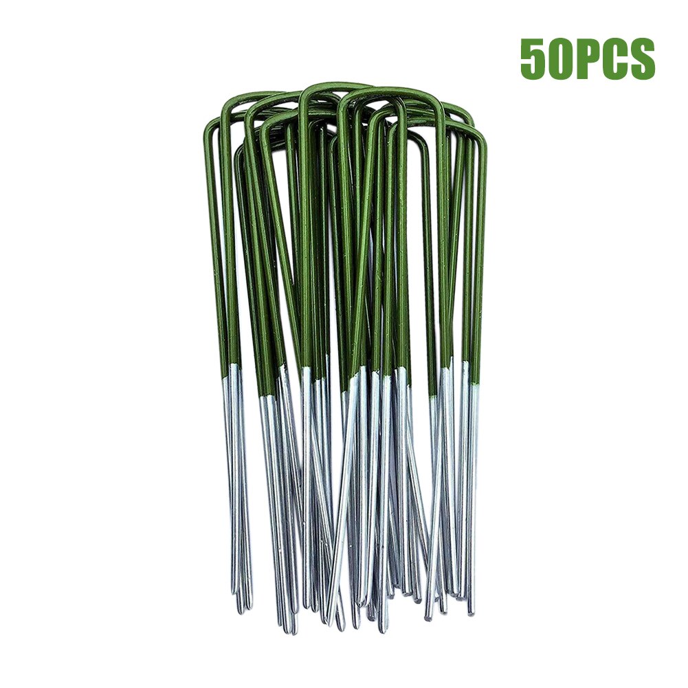 Turf Pin Insert Kunstgras Gazon Met Afgeschuind End Universele Half Groen U-vormige Sterke Tuin Haringen Outdoor Heavy Duty