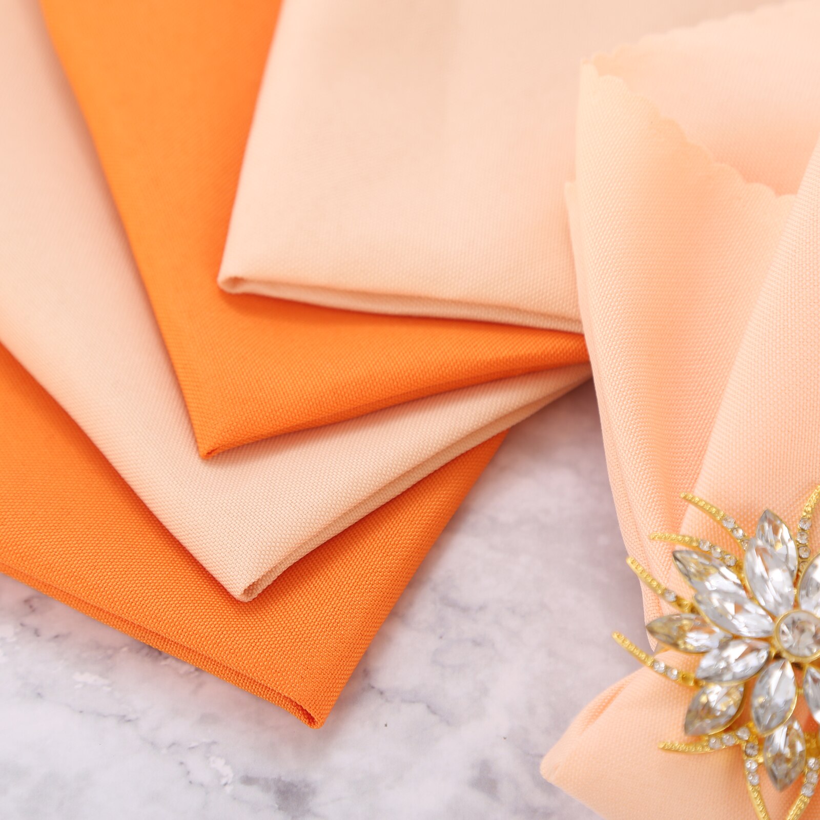 Serviettes en tissu Polyester Orange/Champagne, 6 pièces, décor de Table pour cérémonie de mariage, fournitures de fête élégantes durables