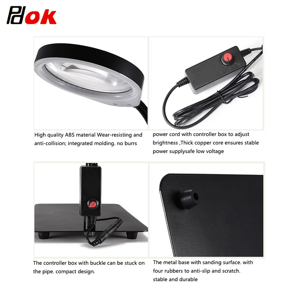 5x 8x 10x Lupe LED Schreibtisch Licht Tageslicht Lupe Tisch Lampe 48 LED Multi-funktion Schreibtisch Vergrößerungs Lampe