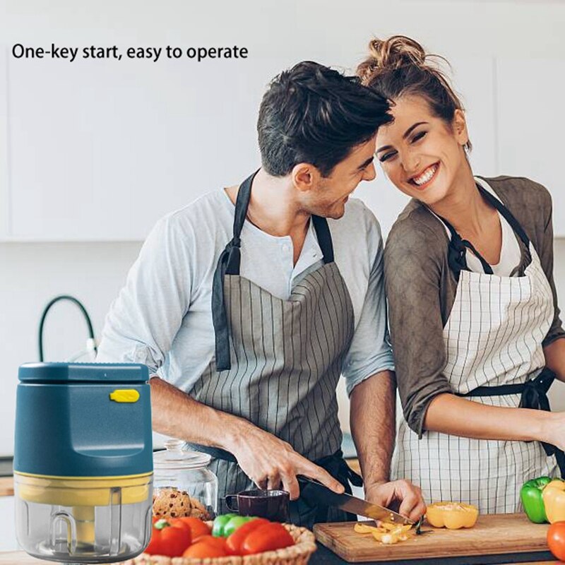 Electric Mini Wireless Garlic Machine Chopper,Food Vegetable Processor Slicer Blender for Ginger Chili Veggie