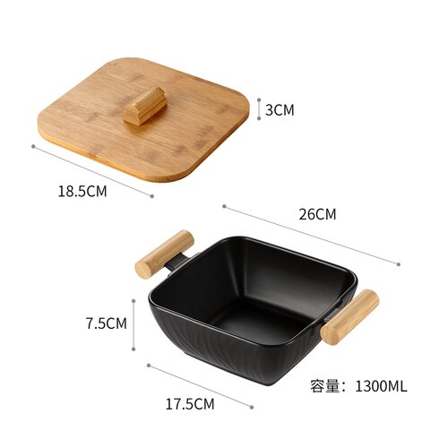 10 Inch Kitchen with Lid Kitchen Salad Fruit Bowl Large Capacity Ceramic Bowl Storage Tray Large with Lid Deep Plate: B004-H