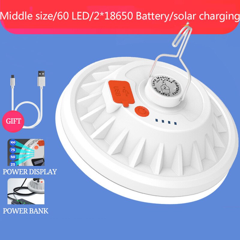 LED Solar Lamp Portable Emergency Lantern Outdoor Camping Light USB Charging Hook Lamp 300W Super Bright Rechargeable: Package B