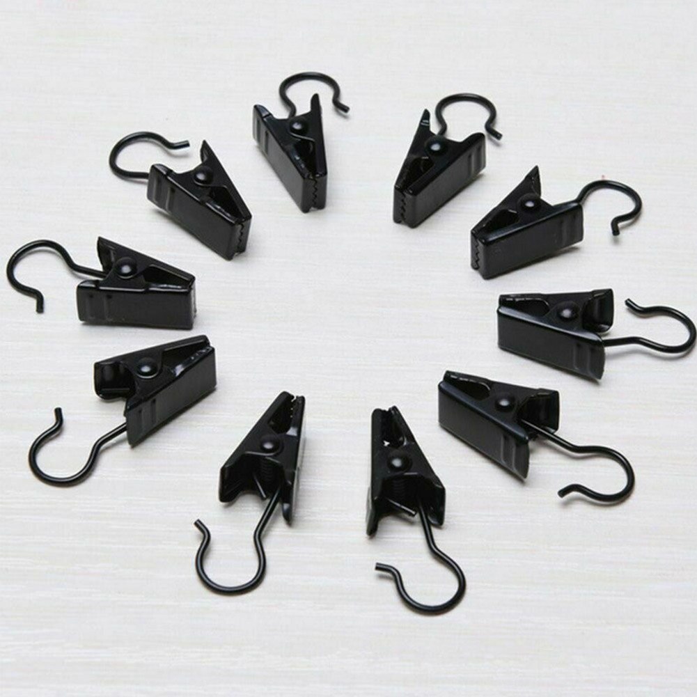 20pcs Stainless Steel With Hook Window Durable Replacement Part Photo Hanging Anti Rust Home Hotel Drapery Diaplay Curtain Clip: Black