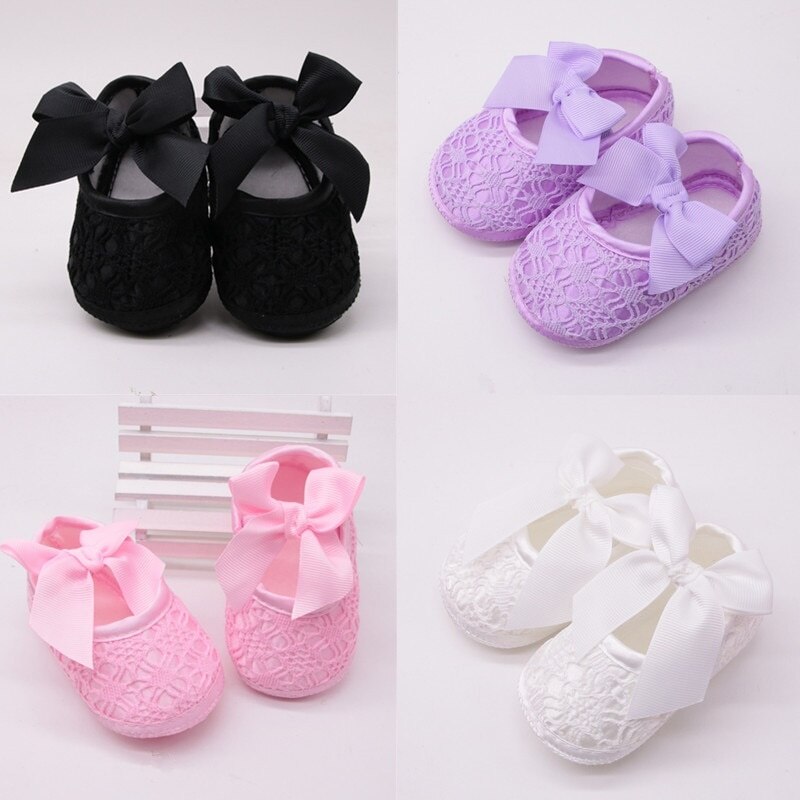 Bébé chaussures bébé fille chaussures souples doux confortable fond antidérapant Bow chaussures berceau chaussures