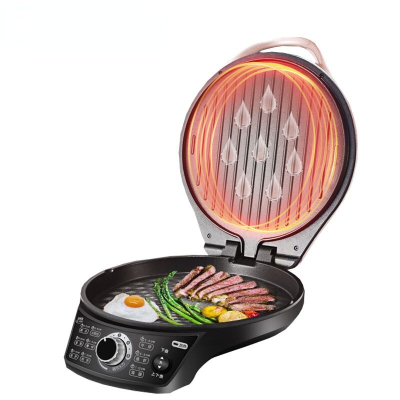 Padella elettrica per riscaldamento a doppio lato per uso domestico 220V crepes pancake creatore macchina automatica per torta per Pizza strumento per barbecue padella