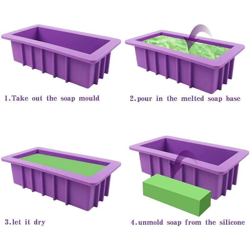 Silicone Soap Molds, 1Pcs 38Oz Rectangular Loaf Mold with Plastic Scraper for Handmade Soap