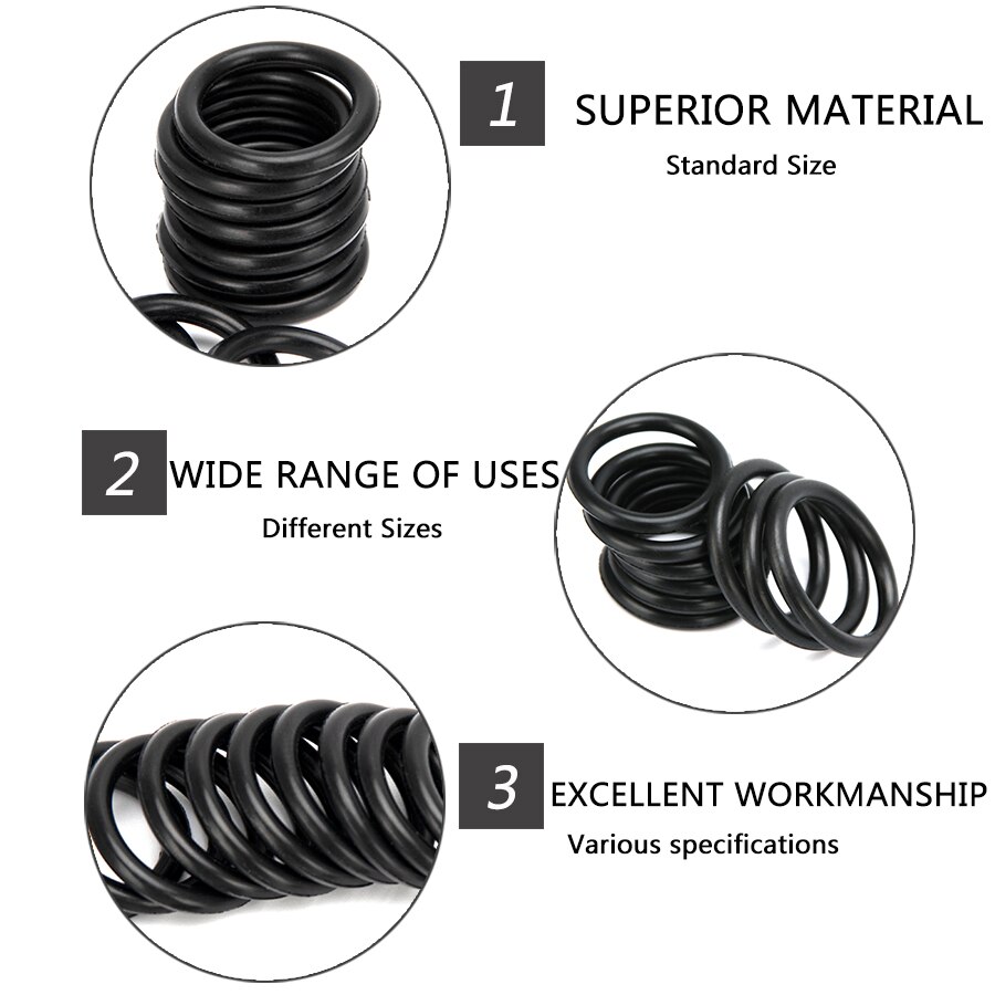 100pcs NBR Nitrile Rubber Sealing O-ring Gasket Replacement Seal O ring OD 15mm-35mm CS 3.1mm Black Washer DIY Accessories S106