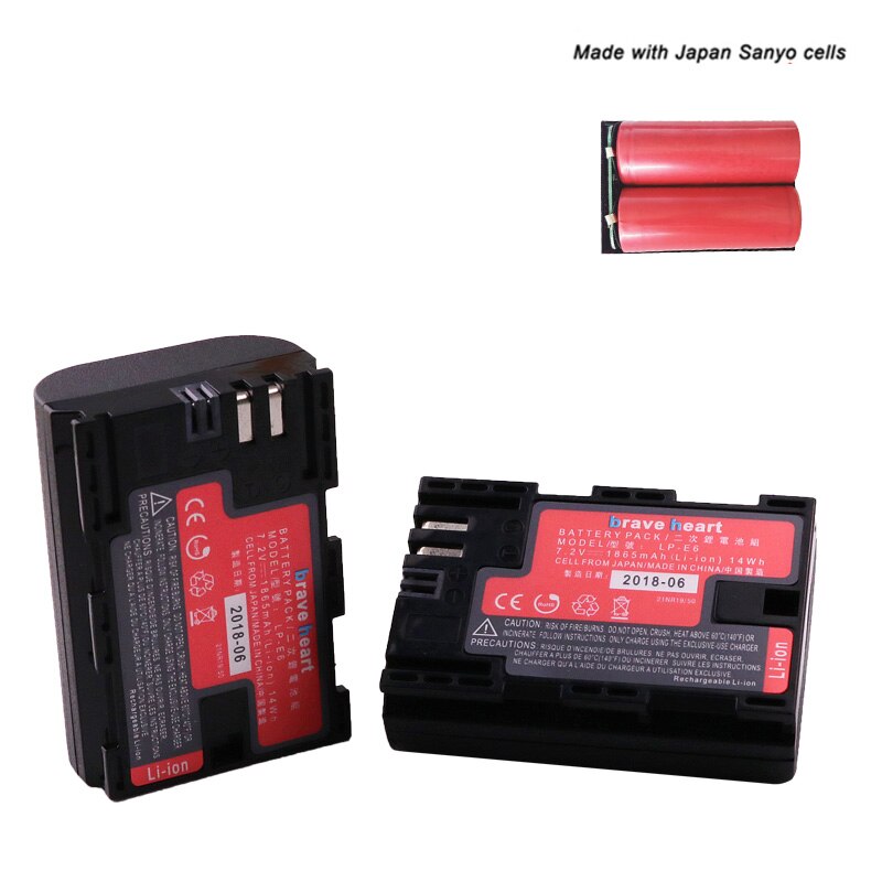 Bateria lp -e6 lp e6 lpe 6n kamera batteri japan sanyo cell + led usb dubbel laddare för canon eos 5ds r 5d mark  ii 5d 6d 7d 80d