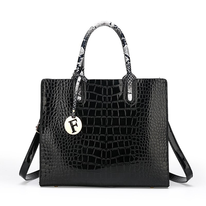Women's PU Leather Handbag Set - 3 Piece Tote & Shoulder Bag - Large Capacity: Black single bag