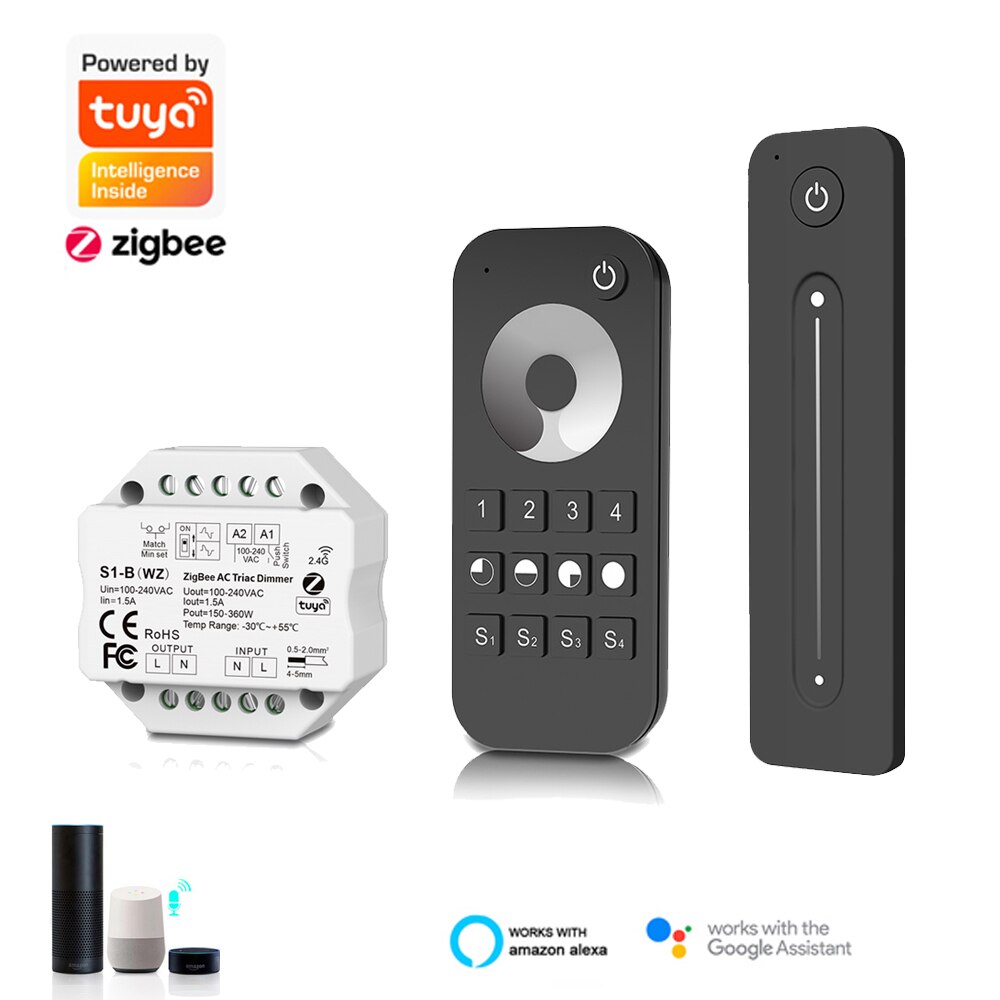 Tuya Zigbee AC Triac Dimmer 110V 220V 230V LED Dimmer Controller Push Switch DIY Module Wireless Remote Echo Plus Voice Control