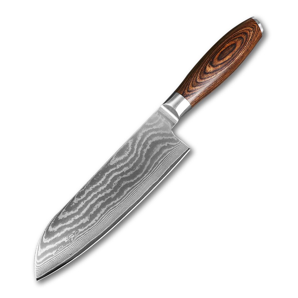 JUMCSONG-cuchillo de cocina para el hogar, utensilio de cocina de 67 capas, de acero damasco, para Chef, Santoku Nakiri Sashimi: F