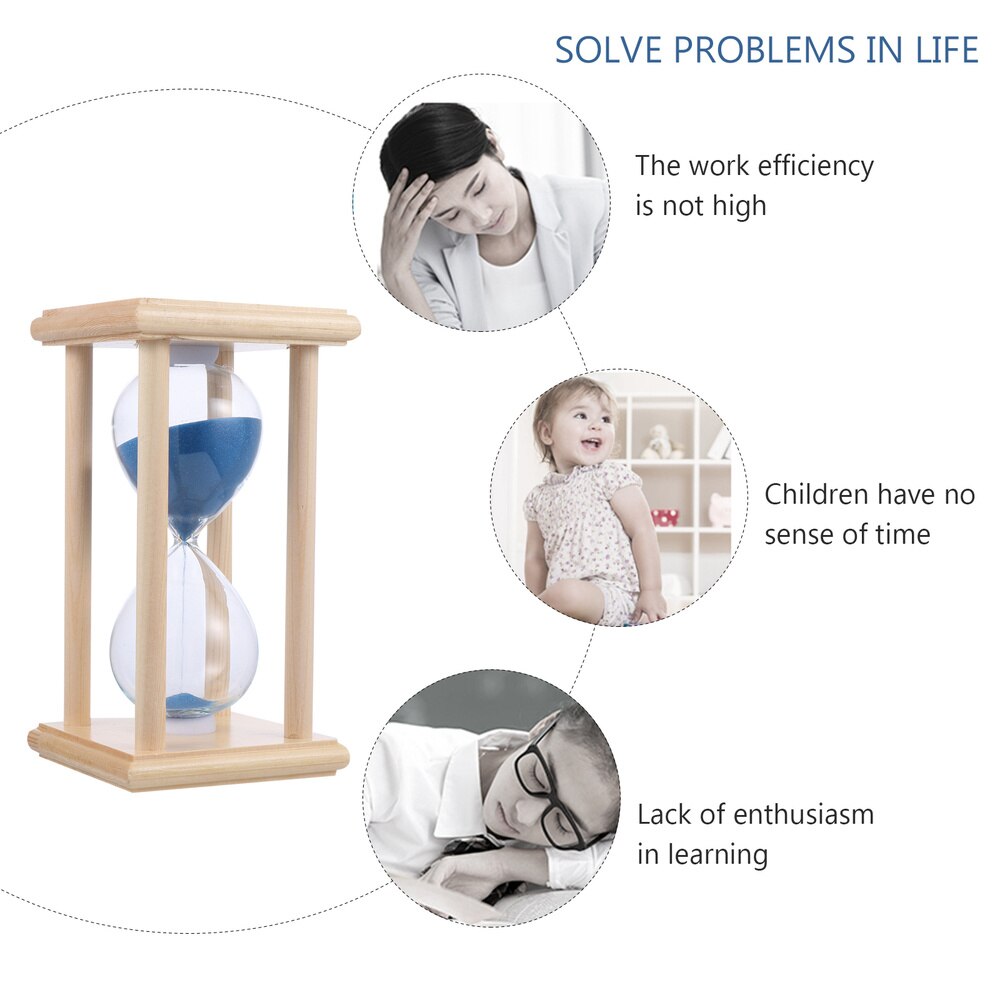 Wooden Frame Hourglass Glass Transparent Glass Sandglass Restaurant Accessories