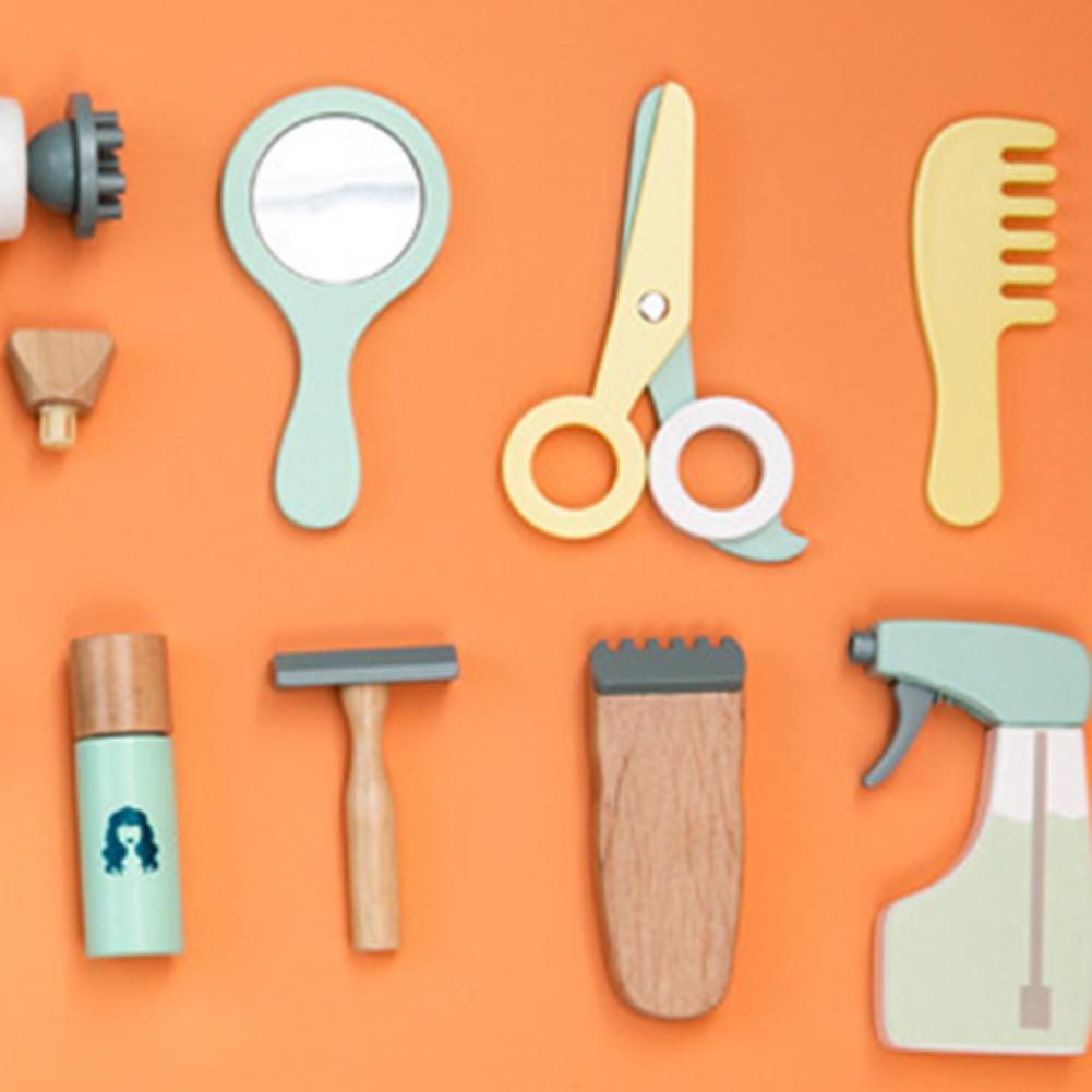 18 Teile/satz Haarschnitt Spielzeug Set Simulation Pretend Spielen Holz Friseur Kit Kinder für Kinder