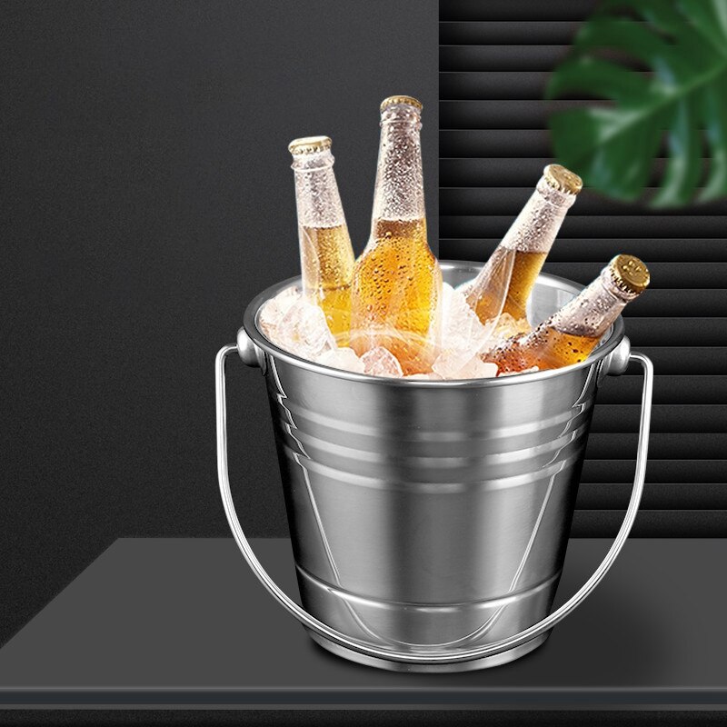 2 Pack Stainless Steel Ice Bucket with Handle Ice Square Container for Wine Champagne Beer Party Bar Tools