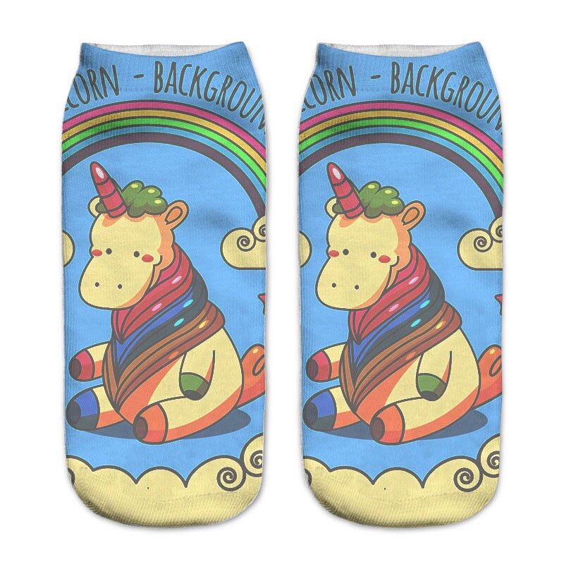 Impression 3D licorne femmes chaussettes printemps été filles chaussettes courtes adulte femme enceinte cheville chaussettes Sokken Meias: color5