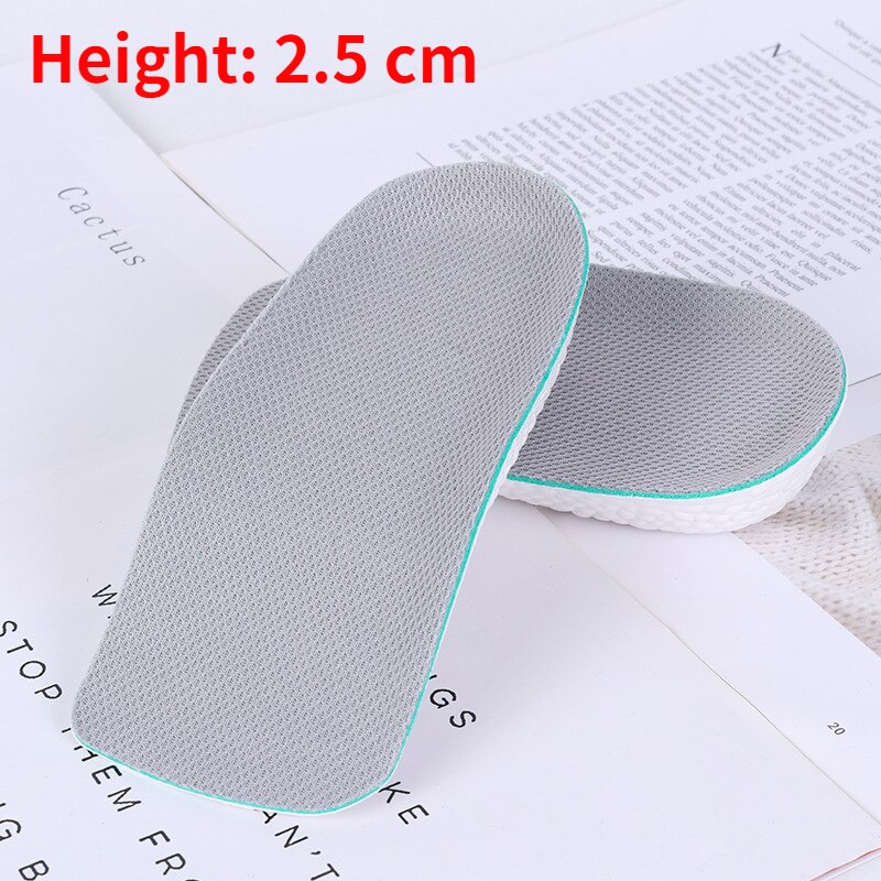 1 Pair Arch Support Increase Height Insoles Light Weight Soft Elastic Lift for Men Women Shoes Pads 1.5/2.5/3.5cm Heighten Lift: Gray 2.5cm