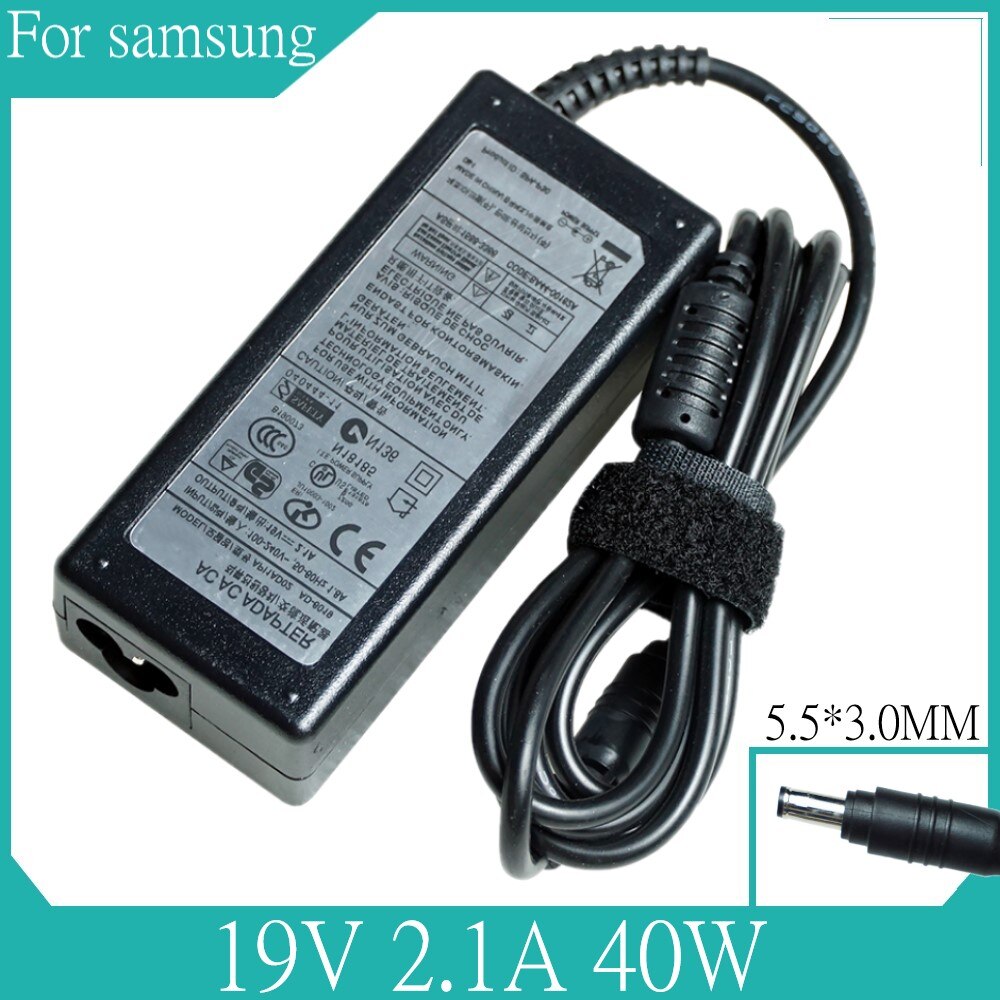 19V 2.1A 40W 5.5*3.0mm AC Power Adapter Laptop Charger For Samsung N130 N140 N150 N210 N220 N510 NP-N110 NP-N130 NP-N140 NP-N150