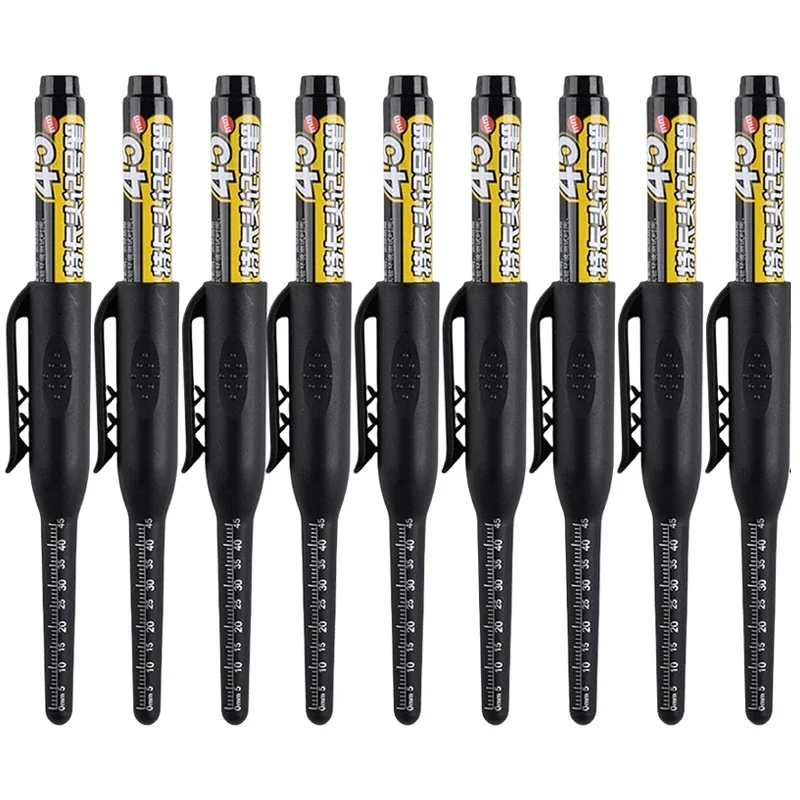 12-1Pcs Multi-Purpose 45mm Deep Drill Hole Long Nibs Waterproof Marker Pens for Bathroom Woodworking Long Head Carpenter Pen
