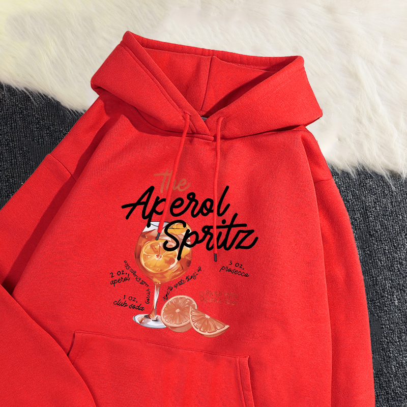 Sweat à capuche d'hiver pour femme The Aperol Spritz rétro Cocktail impression sweat poche ample polaire pull Kawaii vêtements de sport: S / green