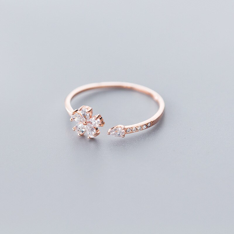 Modian äkta 925 sterling silver söt liten blomma växt fri storlek ring för kvinnor glittrande cz ring bröllop fina smycken