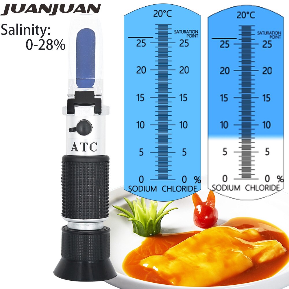 Refractómetro de salinidad para sal para acuario dispositivo de prueba de agua, salinómetro, 28% de descuento, 0-10%/0-20%: RF014 without box