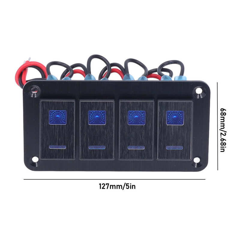 4 Gang Rocker Switch Panel Toggle Switch DC12‑24V for Boats for Yachts
