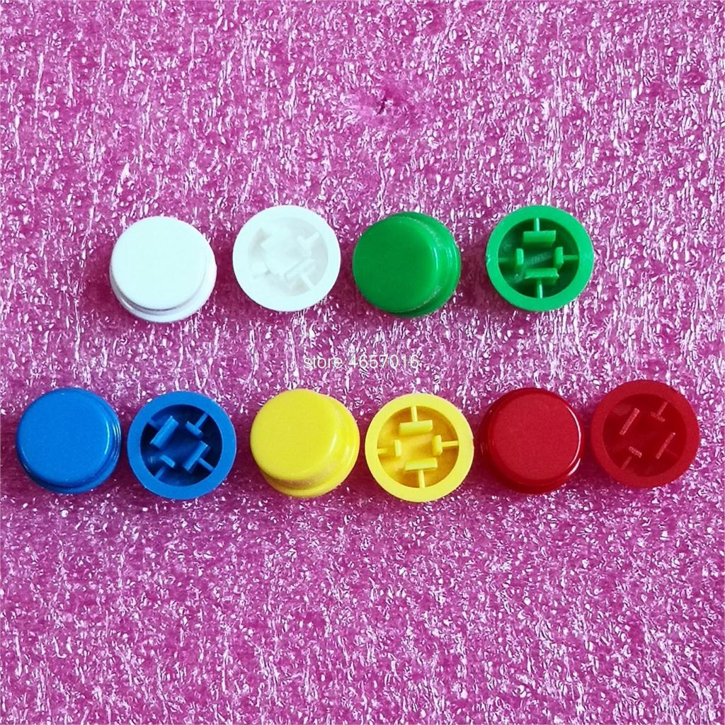 25 Stuks Tactile Drukknop Schakelaar Momentary 12*12*7.3 Mm Micro Switch Knop + 25 Stuks Tact cap (5 Kleuren)