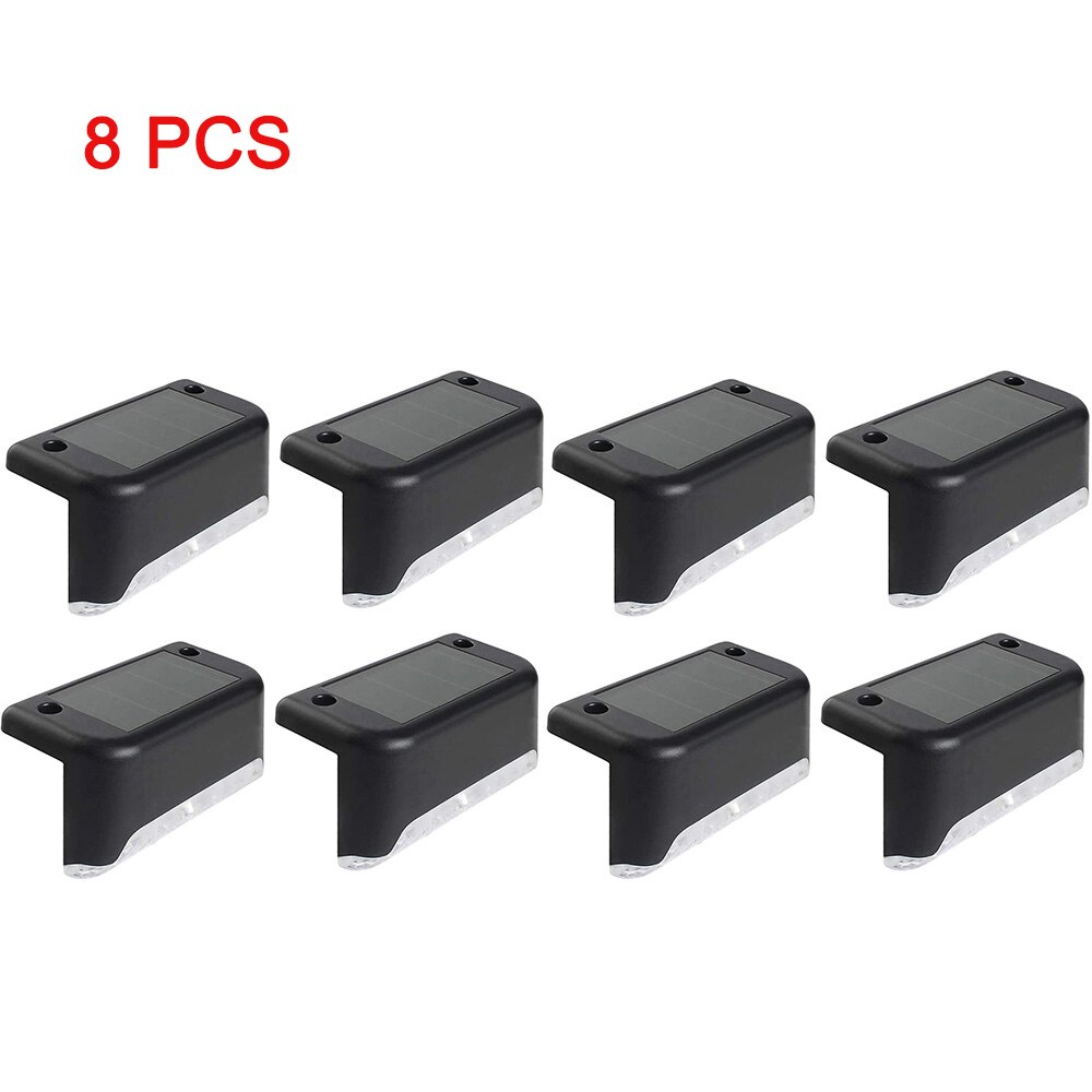 Solar Verlichting Solar Stap Lichten Buiten Waterdichte Led Zonne-energie Tuin Licht Lamp Decoratie Voor Patio Stair Tuin Yard Fence: 8pcs Black