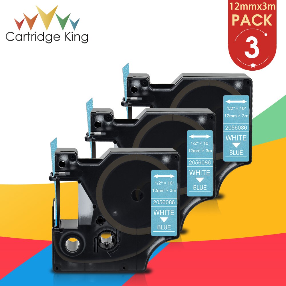 6PK 12Mm Zwart Op Wit Glitter Label Tape Vervangen Dymo D1 45021 45013 2056121 2056091 2056094 2056098 Voor Dymo labelmanager 160: Blue Glitter