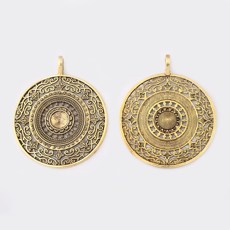 2 stücke Boho Böhmen Öffnen Strudel Blume Amulett Anhänger Für Halskette Schmuck, sterben Entdeckungen 56x68mm