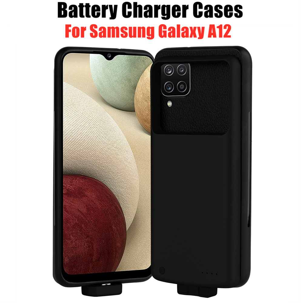 Magnetische Acculader Gevallen Voor Samsung Galaxy A12 Batterij Case 5000Mah Shockproof Externe Batterij Powerbank Opladen Cover