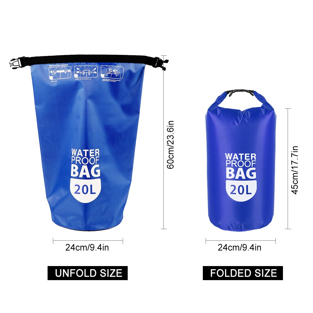 10L/20L PVC Dry Waterproof Floating Bag Roll Top Dry Bag Water Sports Storage Bag Lightweight Dry Sack Swimming Floating Bag