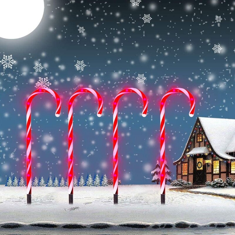 Christmas Pathway Lights, 10 Sets Candy Cane Lights Tall Pre-Lit with Warm Light LED Per Candy Cane Light US Plug