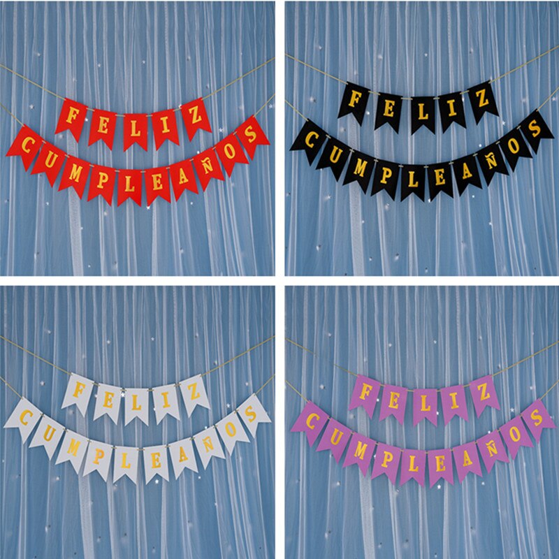 Tillykke med fødselsdagen papir krans spansk sprog bannere flag tillykke med fødselsdagen fest indretning levering baby shower dekoration forsyninger